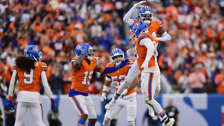 Broncos celebrate.
