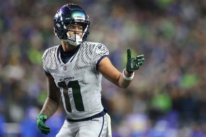 Jaxon Smith-Njigba Celebrates in Lumen Field Stands After Seahawks Win