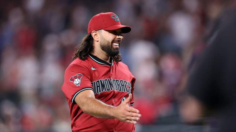 Diamondbacks pitcher Nabil Crismatt celebrates a save at Chase Field in a win over the Philadelphia Phillies.