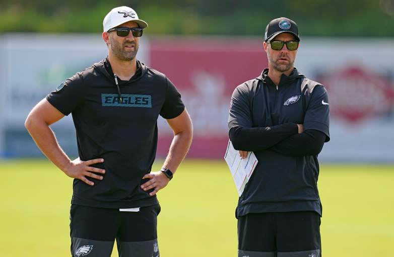 Philadelphia Eagles head coach Nick Sirianni and offensive coordinator Kevin Patullo