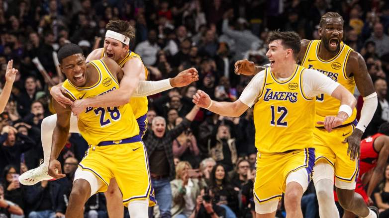 Rui Hachimura, Austin Reaves, Jake LaRavia and Deandre Ayton, Lakers