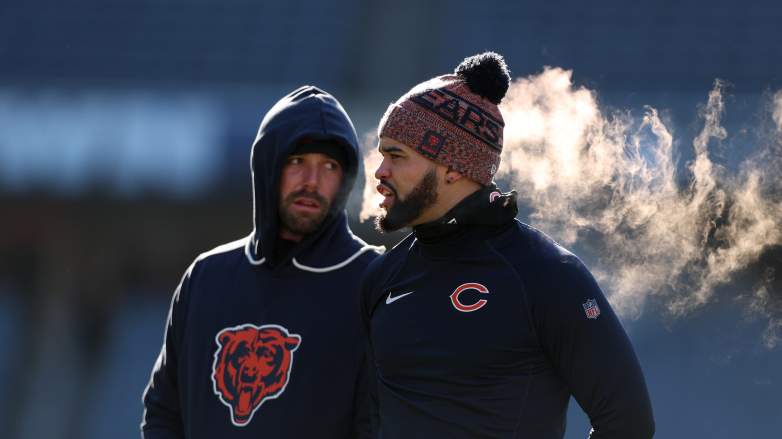 Bears OC Declan Doyle with QB Caleb Williams