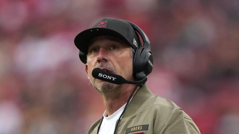San Francisco 49ers head coach Kyle Shanahan looks on during an NFL game.