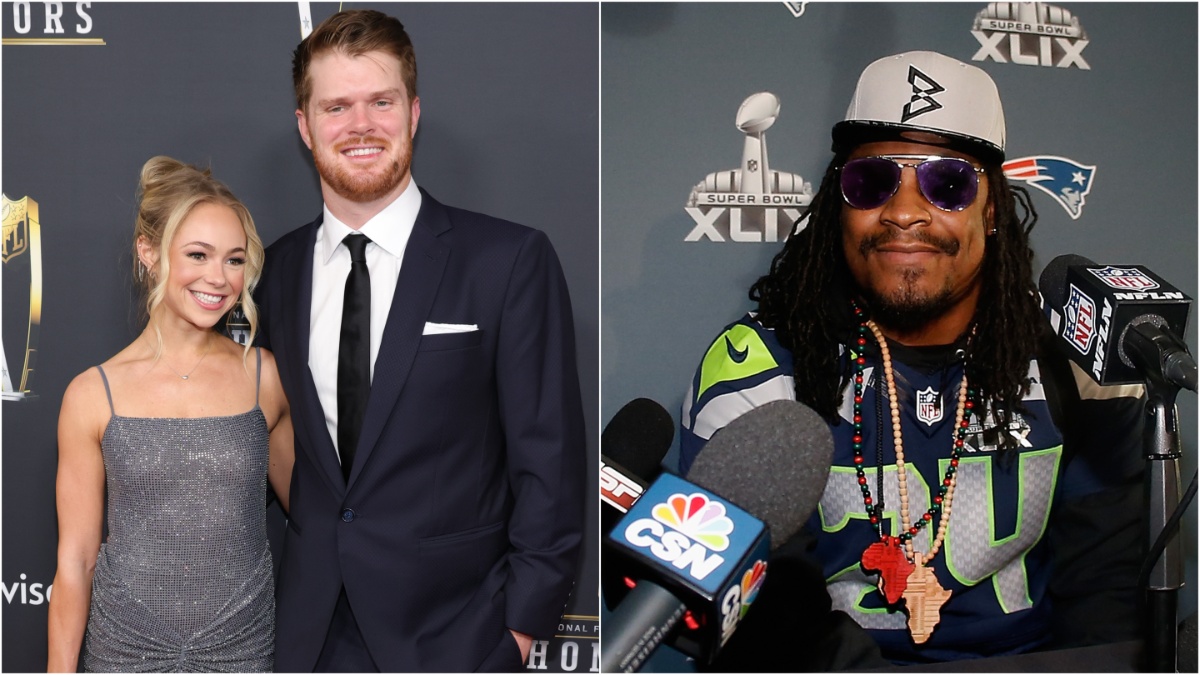 Sam Darnold’s fiancée Katie Hoofnagle channels Seahawks legend Marshawn Lynch 🏈✨