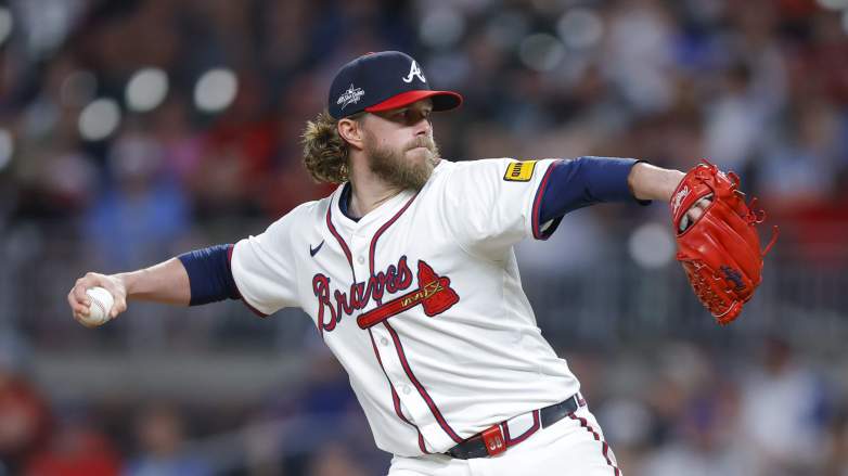 Atlanta Braves reliever Pierce Johnson pitches against the Washington Nationals at Truist Park, Atlanta.