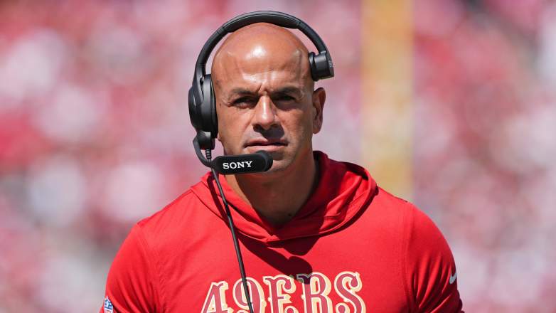 San Francisco 49ers defensive coordinator Robert Saleh against the Arizona Cardinals at Levi Stadium.