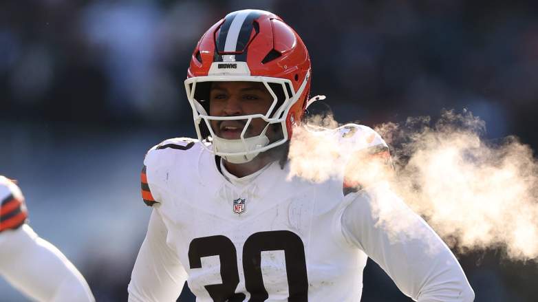Myles Harden #26 and Devin Bush #30 of the Cleveland Browns