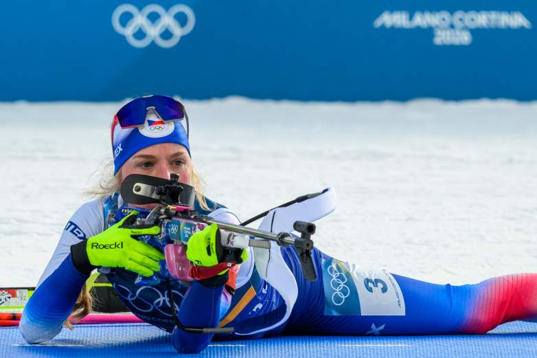 The biathlon combines cross-country ski racing with rifle shooting at the 2026 Winter Olympics
