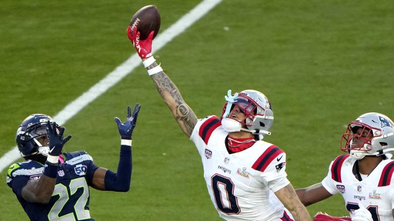 Christian Gonzalez #0 of the New England Patriots