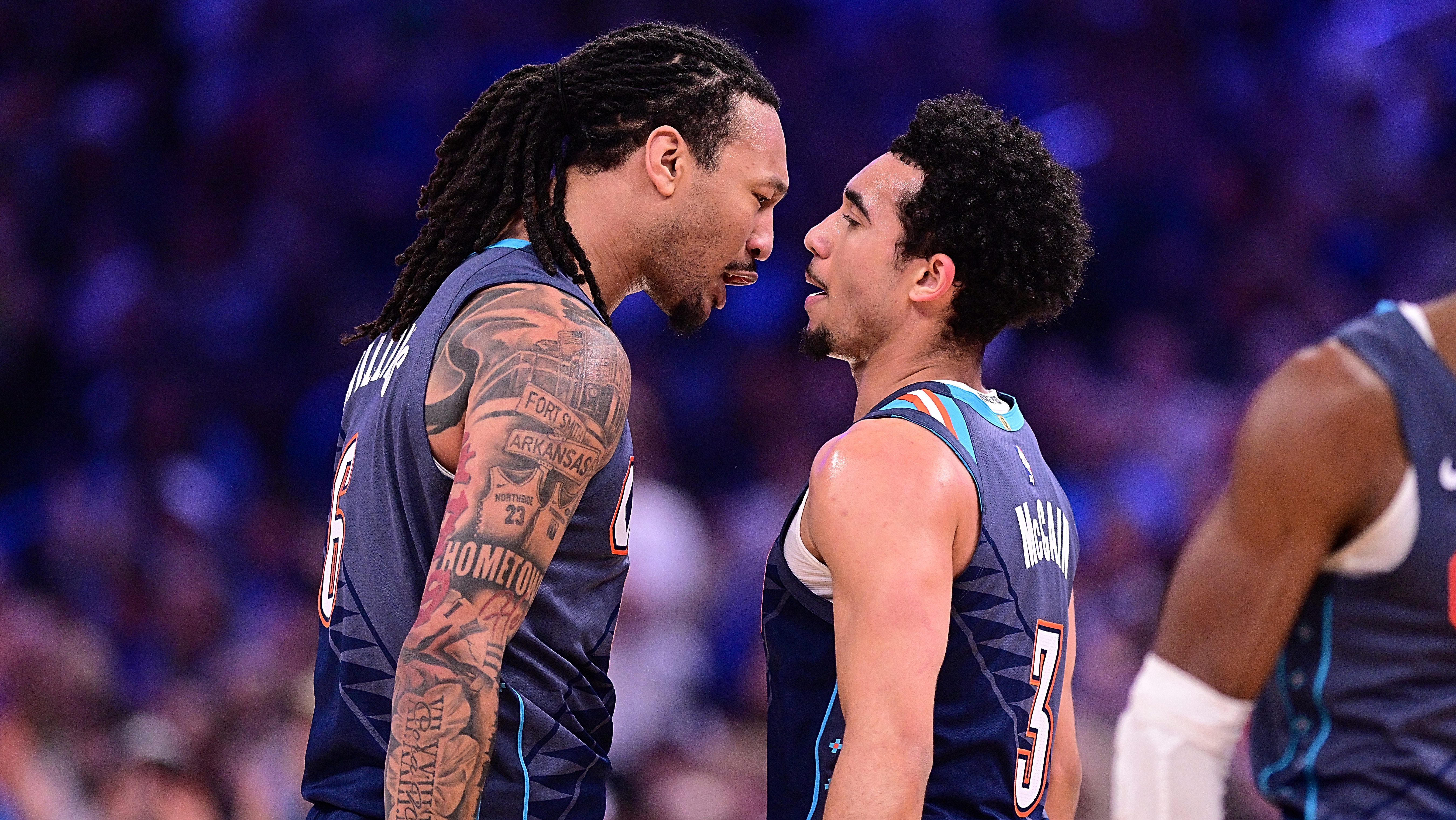 Jared McCain and Haylin Williams of the Oklahoma City Thunder