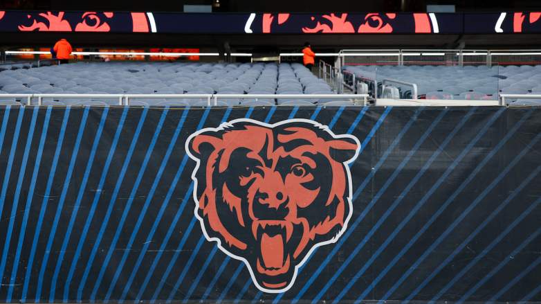 A Chicago Bears logo at Soldier Field.