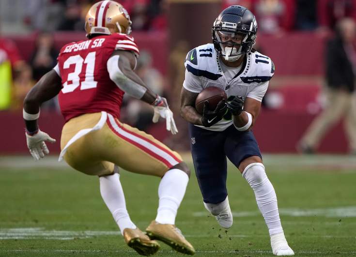 Seattle Seahawks WR Jaxon Smith-Njigba and San Francisco 49ers DB Trevis Gipson Jr.