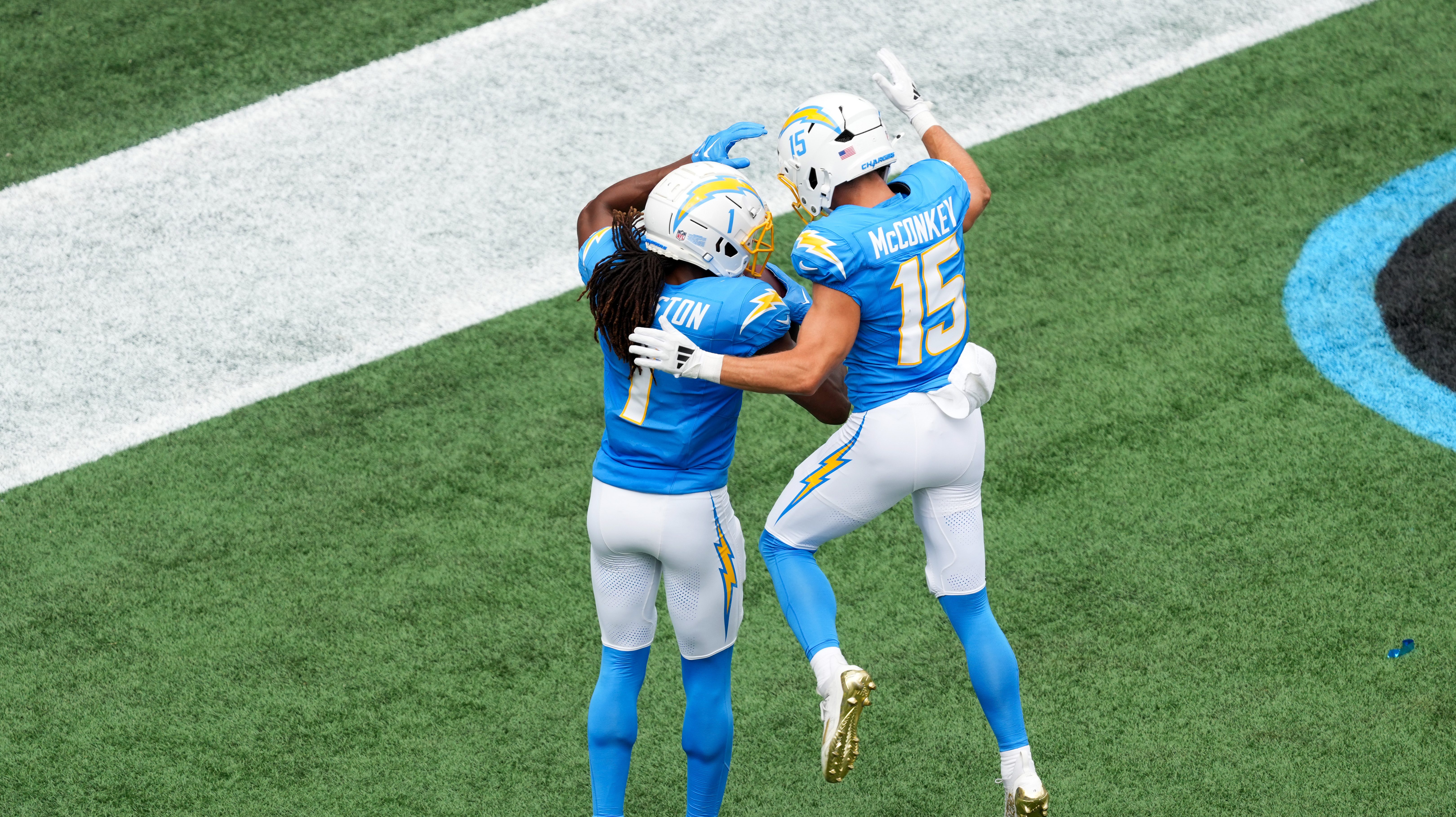 Los Angeles Chargers wide receivers Quentin Johnston and Ladd McConkey