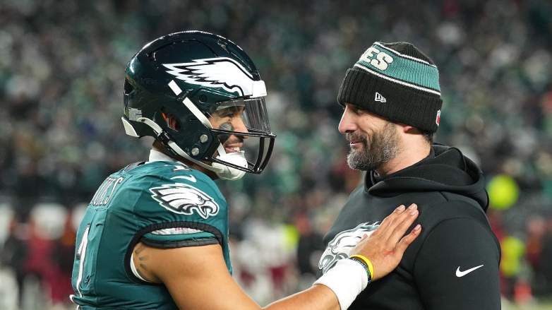Philadelphia Eagles QB Jalen Hurts and head coach Nick Sirianni