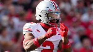 Caleb Downs #2 of the Ohio State Buckeyes could land with the Cleveland Browns in a controversial draft decision.