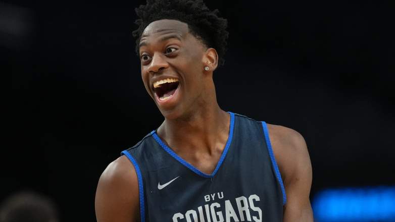 AJ Dybantsa #3 of the BYU Cougars is atop the NBA Mock Draft 2026.
