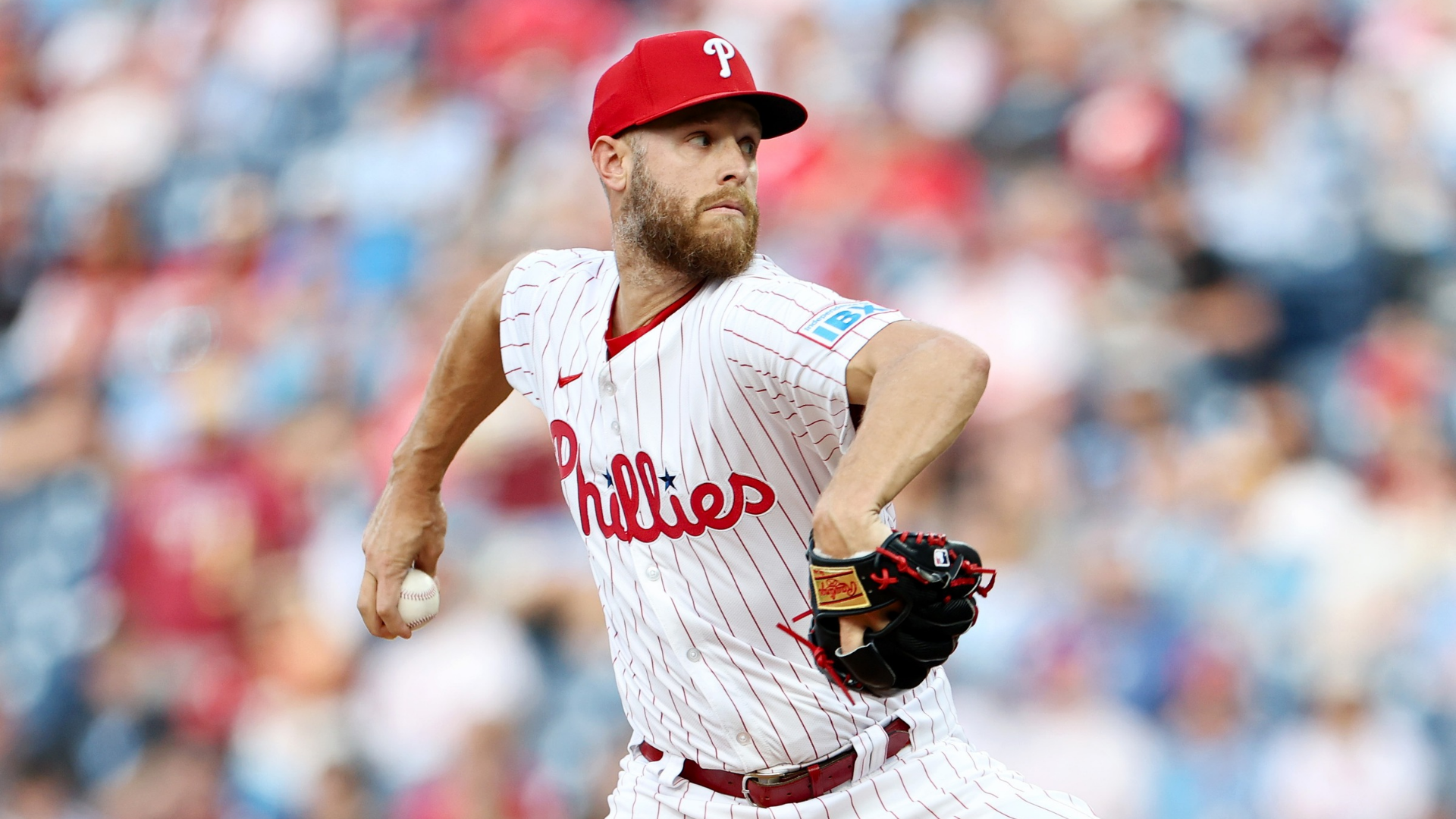 Zack Wheeler #45 of the Philadelphia Phillies pitches during a game against the Washington Nationals at Citizens Bank Park on April 29, 2025 in Philadelphia, Pennsylvania.