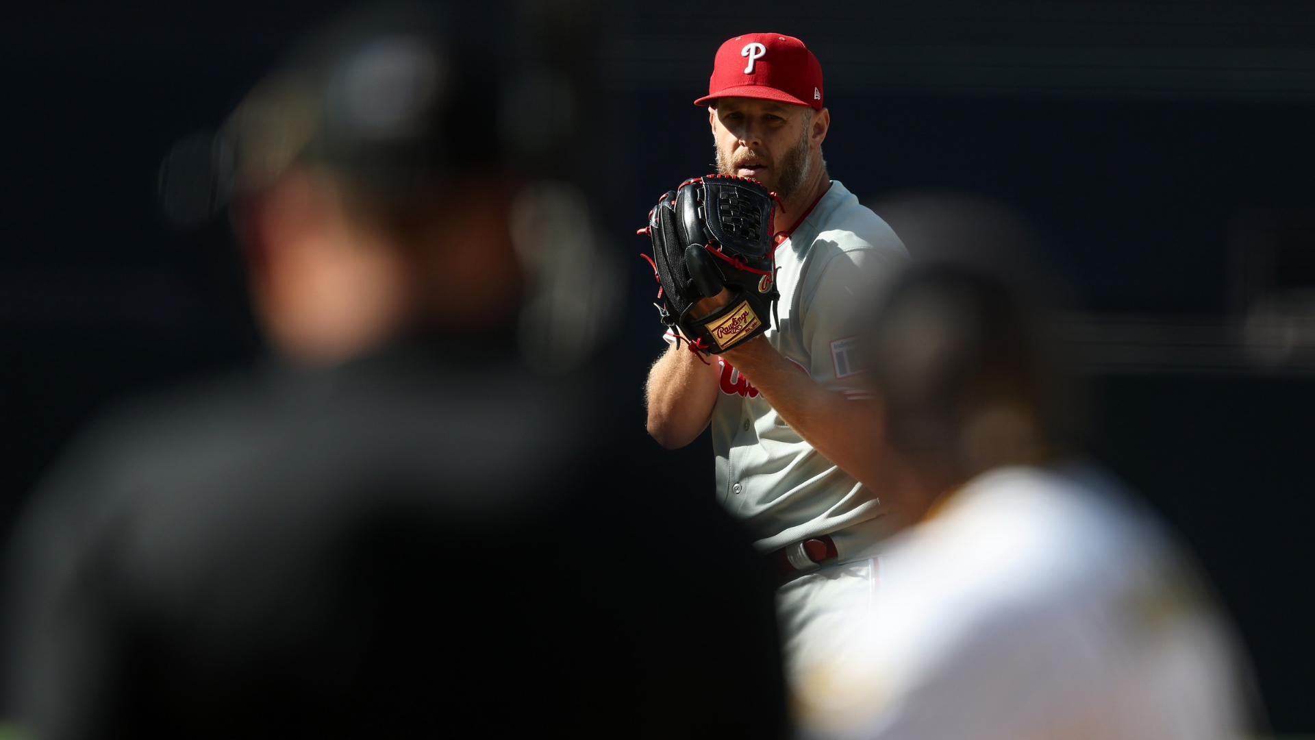 Zack Wheeler #45 of the Philadelphia Phillies pitches during the first inning of a game against the San Diego Padres at Petco Park on July 12, 2025 in San Diego, California.