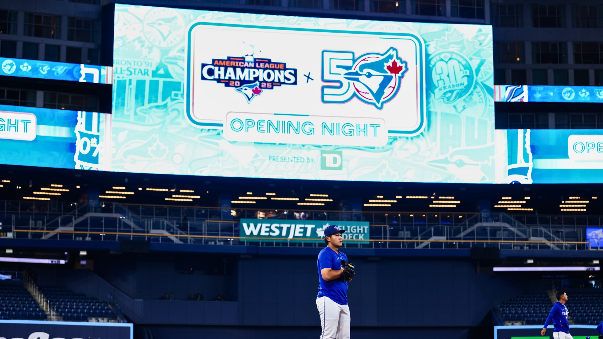 Kazuma Okamoto #7 of the Toronto Blue Jays hits a single in the ninth inning of their MLB game against the Athletics at Rogers Centre on March 27, 2026 in Toronto, Ontario, Canada. (Photo by Cole Burston/Getty Images)