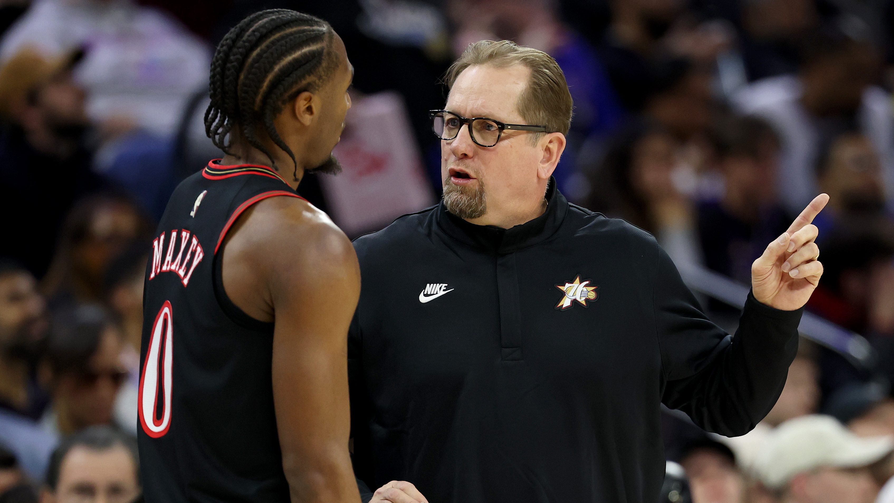 Tyrese Maxey and Nick Nurse
