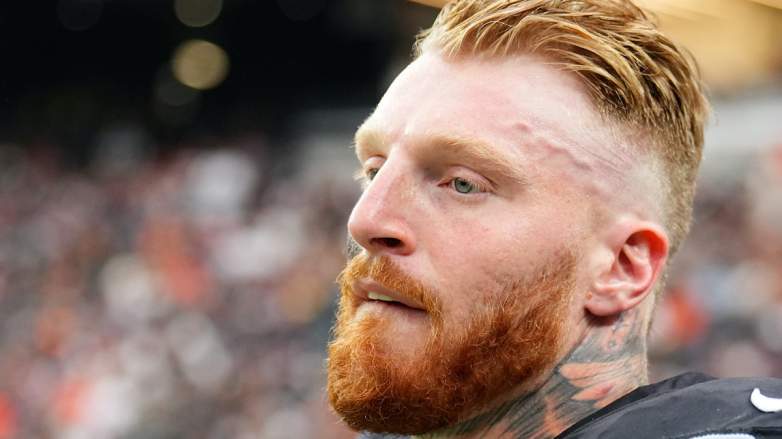 Maxx Crosby reacts during a Raiders game as trade drama erupts after Ravens deal collapse