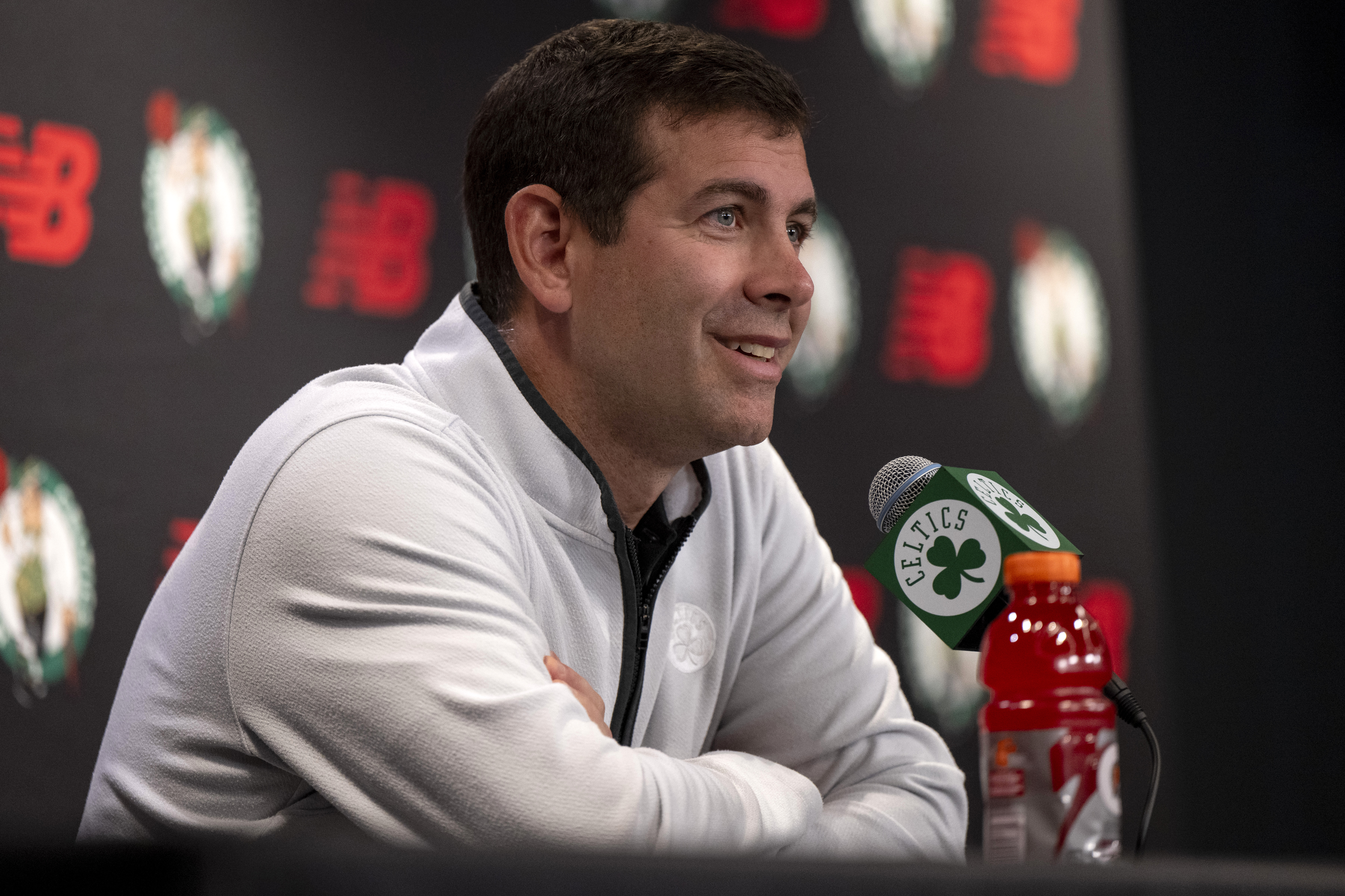 Boston Celtics executive Brad Stevens during a press conference.