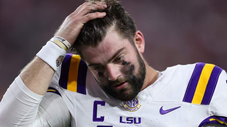 Garrett Nussmeier #18 of the LSU Tigers had a private workout for the Dallas Cowboys before the NFL draft.
