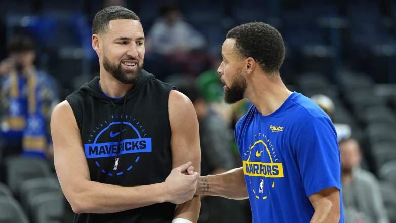Klay Thompson and Stephen Curry talking during Warriors game as viral reaction questions Thompson&rsquo;s role in championships