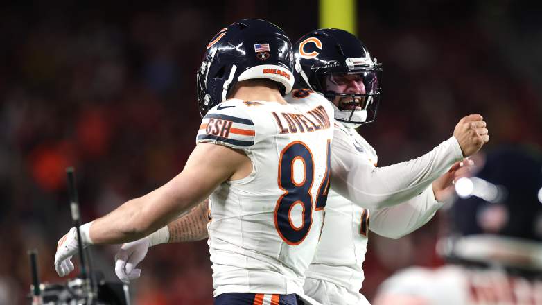 Bears TE Colston Loveland and QB Caleb Williams