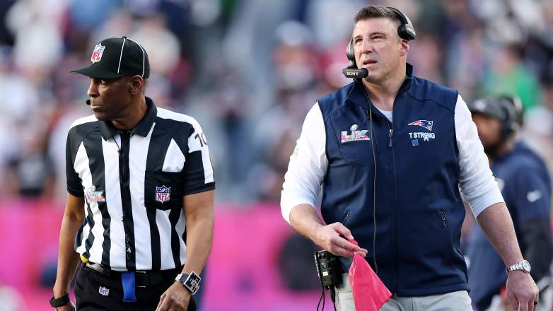 New England Patriots head coach Mike Vrabel on the sideline during Super Bowl LX against the Seattle Seahawks