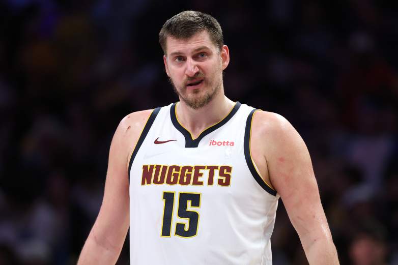 Denver Nuggets start Nikola Jokic during an NBA game.