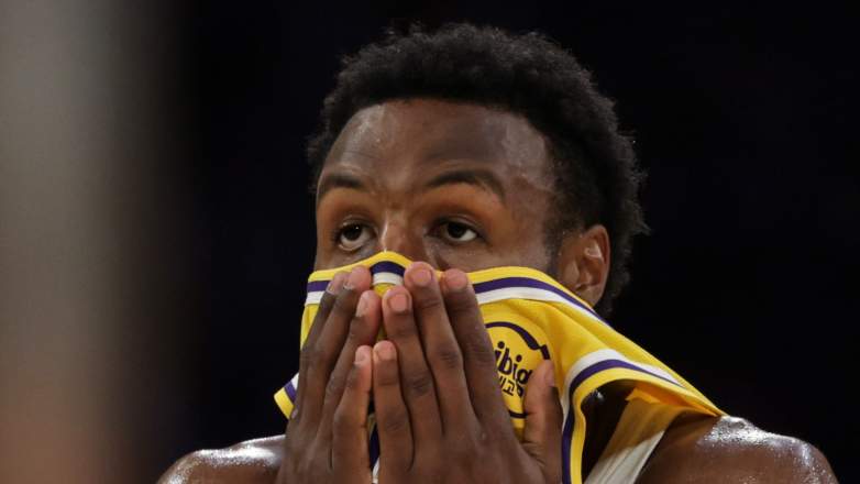Bronny James covers face with jersey during Lakers game reaction