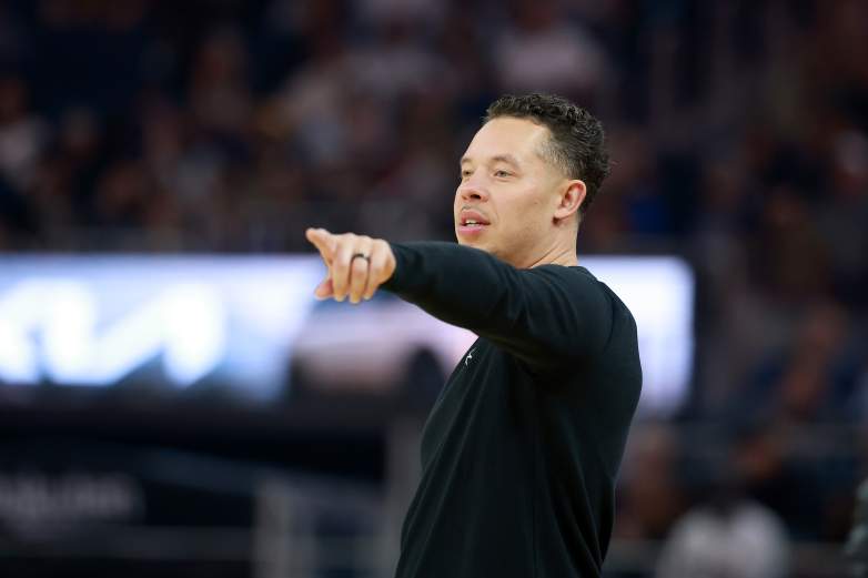 Head coach Mitch Johnson of the San Antonio Spurs speaks