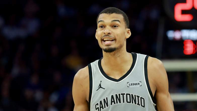 San Antonio Spurs star Victor Wembanyama during an NBA game.