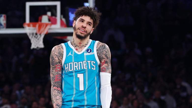 Charlotte Hornets star LaMelo Ball during an NBA game.