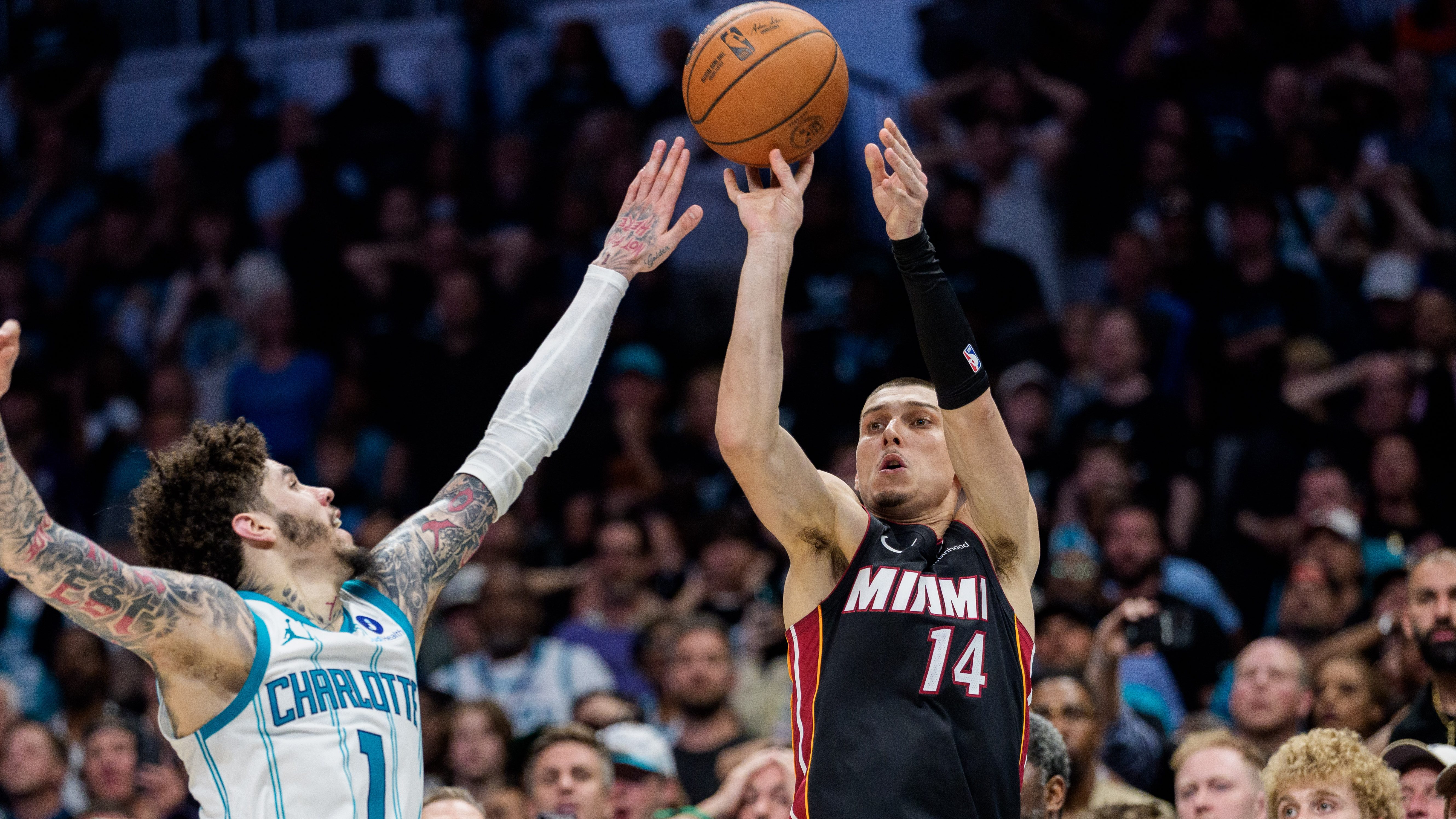 Tyler Herro #14 of the Miami Heat