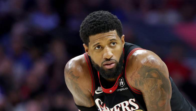 Philadelphia 76ers star Paul George during an NBA game.