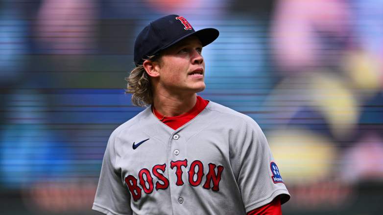Boston Red Sox pitcher Connelly Early walks off mound during game against Baltimore Orioles at Camden Yards