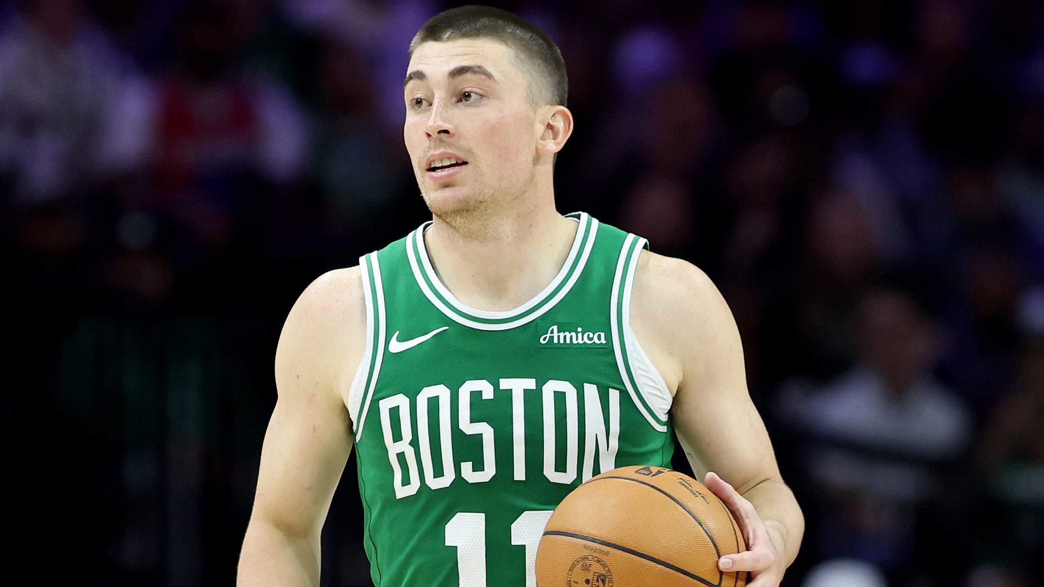 Payton Pritchard #11 of the Boston Celtics