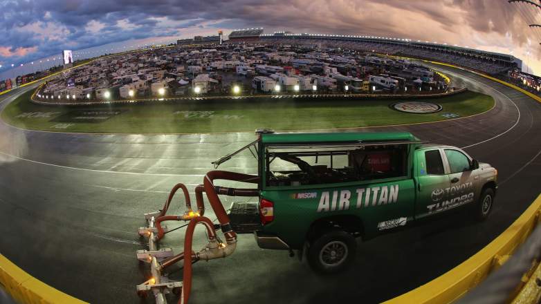 NASCAR Air Titan drying track during rain delay at Charlotte Motor Speedway