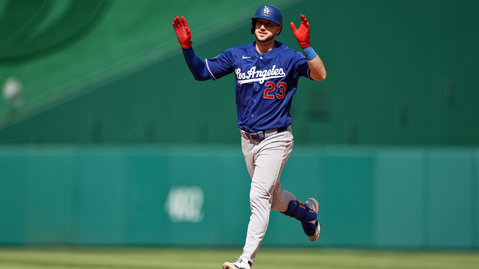 Kyle Tucker #23 of the Los Angeles Dodgers rounds the bases after hitting a home run against the Washington Nationals during the seventh inning at Nationals Park on April 3, 2026 in Washington, DC.
