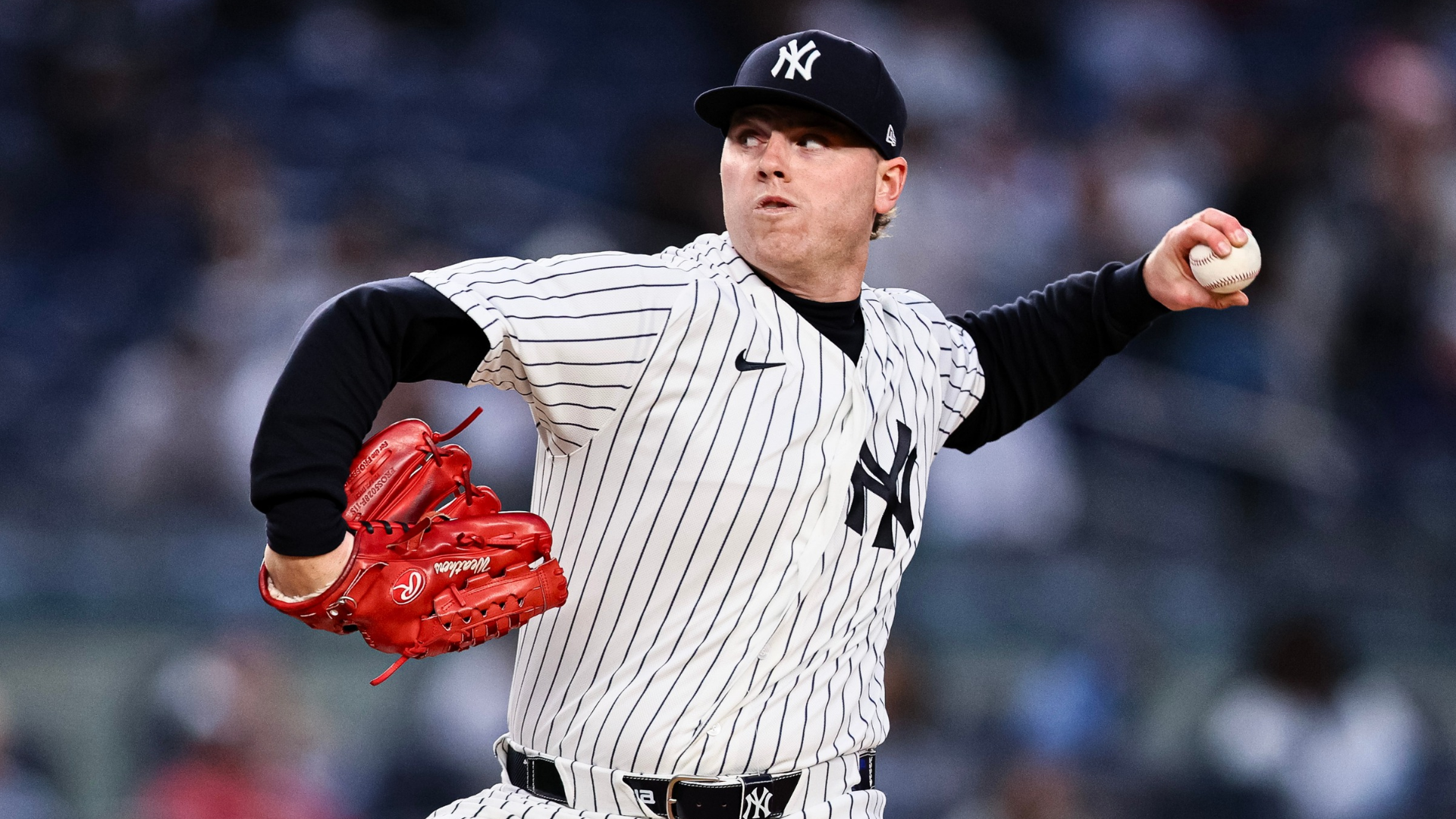Ryan Weathers #40 of the New York Yankees throws against the Miami Marlins during the first inning at Yankee Stadium on April 04, 2026 in New York City. (Photo by Caean Couto/Getty Images)