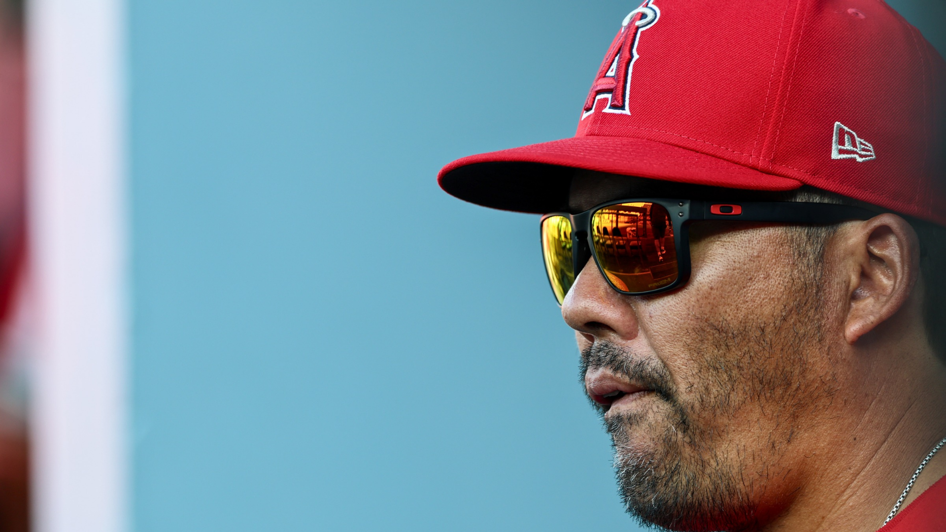 Angels manager Kurt Suzuki in the dugout during a game against the Dodgers at Dodger Stadium in Los Angeles, CA on Tuesday, March 24, 2026.(Robert Gauthier/Los Angeles Times via Getty Images)