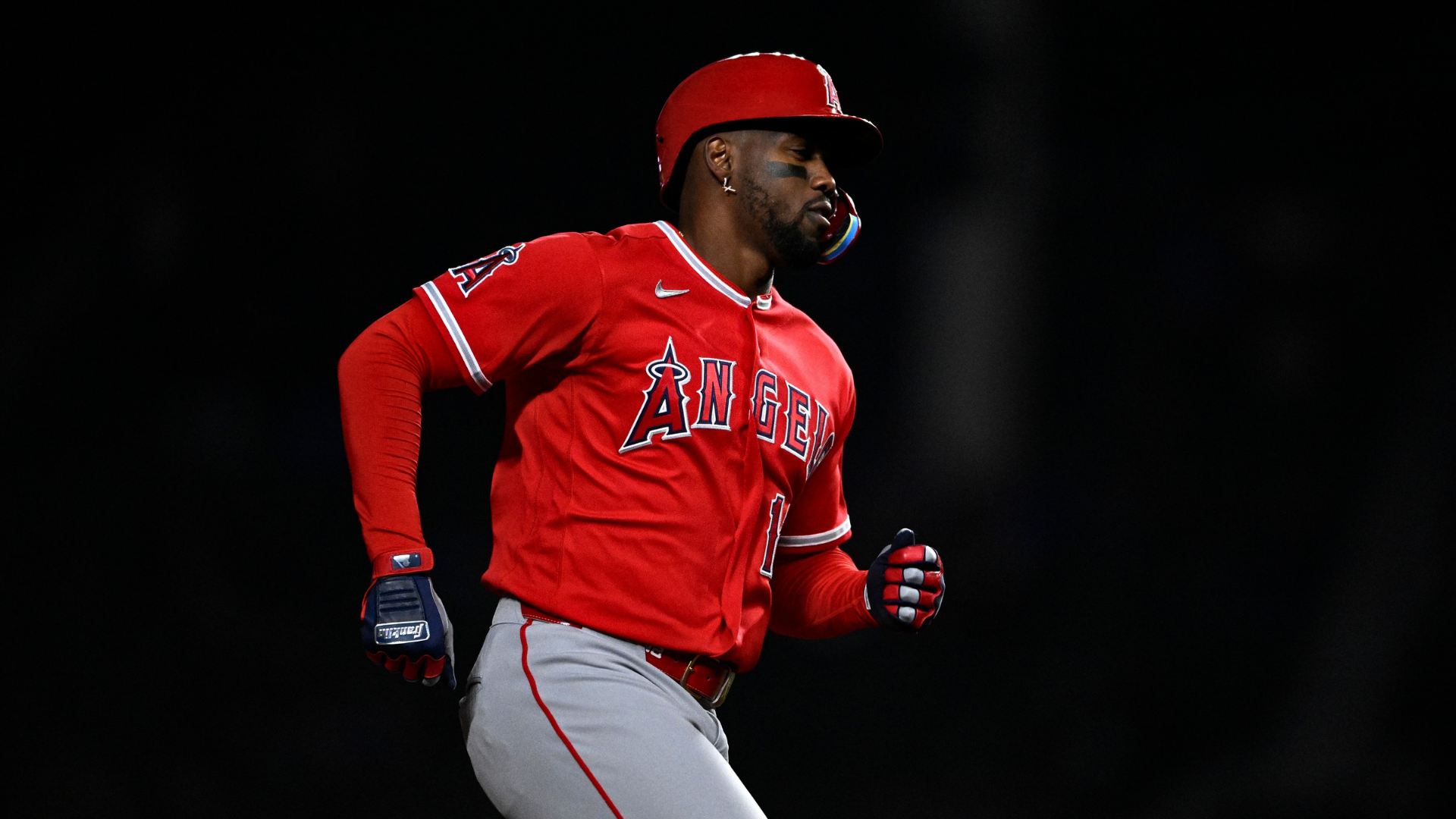 Jorge Soler #12 of the Los Angeles Angels runs to third base on a double hit by Jeimer Candelario (not pictured) #46 of the Los Angeles Angels in the sixth inning of the game at Wrigley Field on March 31, 2026 in Chicago, Illinois. (Photo by Zoe Davis/Getty Images)