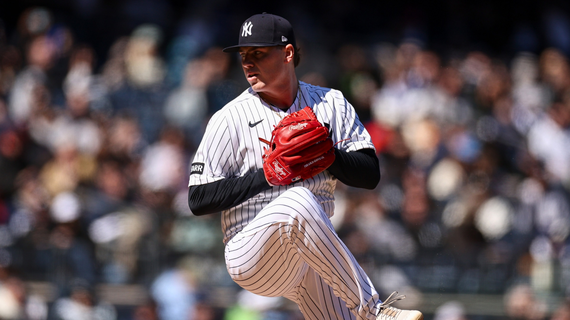 Ryan Weathers #40 of the New York Yankees pitches in the sixth inning against the Athletics at Yankee Stadium on April 09, 2026 in New York City. (Photo by Evan Bernstein/Getty Images)