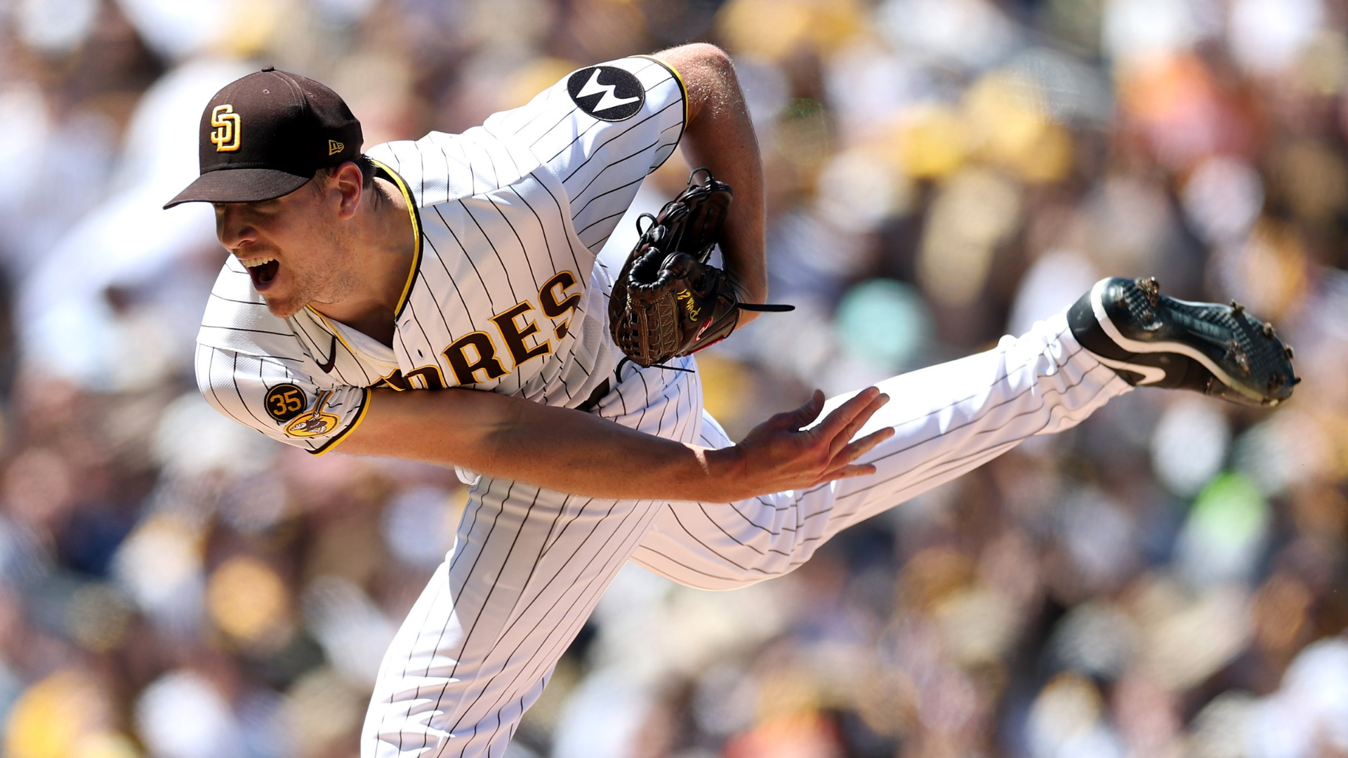 Nick Pivetta #27 of the San Diego Padres pitches during the first inning of a game against the Detroit Tigers on Opening Day at Petco Park on March 26, 2026 in San Diego, California. (Photo by Sean M. Haffey/Getty Images)