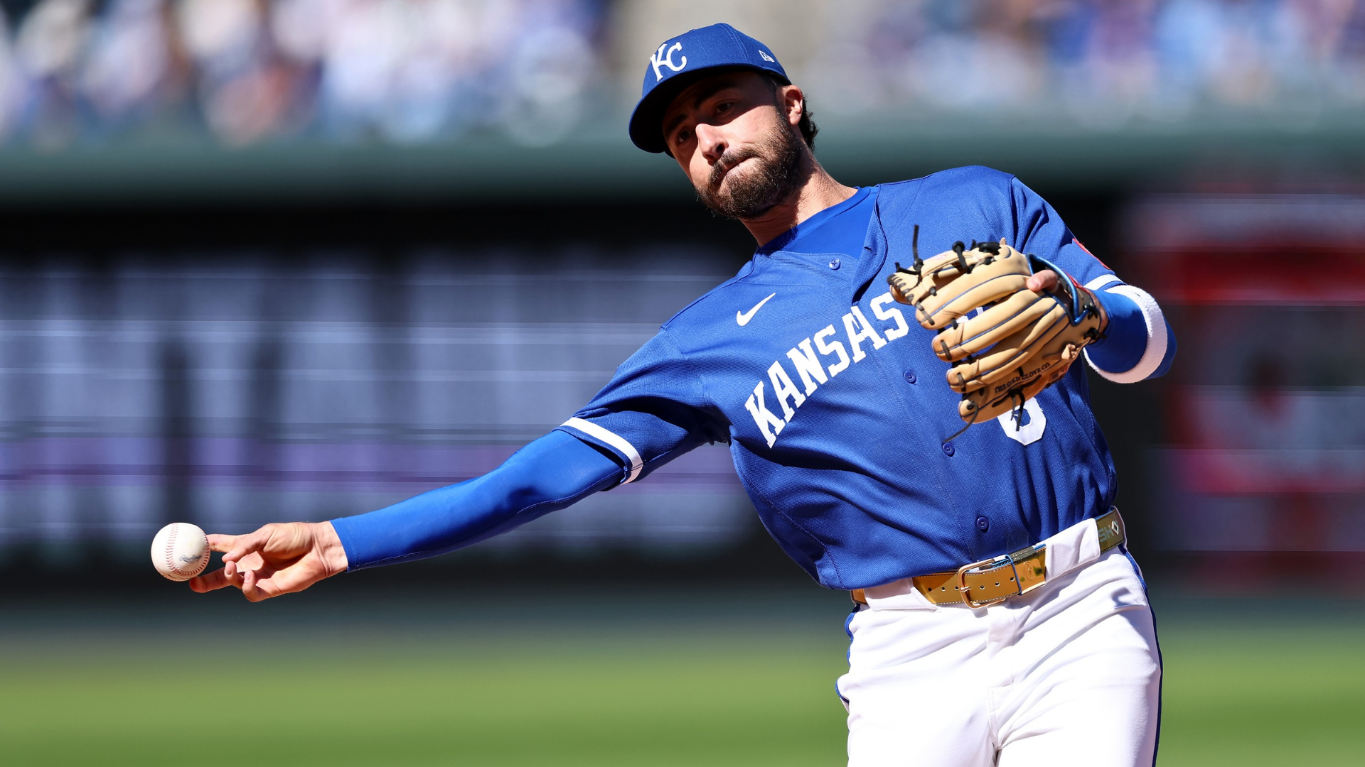 Jonathan India #6 of the Kansas City Royals in action during the game against the Milwaukee Brewers at Kauffman Stadium on April 05, 2026 in Kansas City, Missouri. (Photo by Jamie Squire/Getty Images)