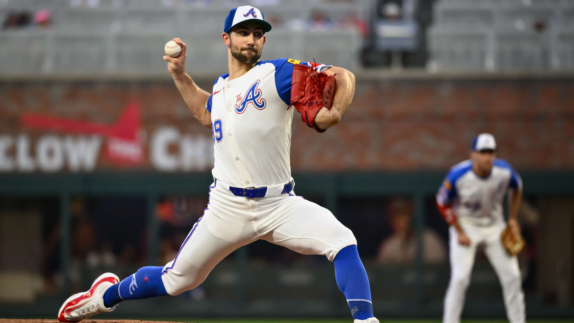 Spencer Strider #99 of the Atlanta Braves pitches in the first inning of a game against the Pittsburgh Pirates at Truist Park on September 27, 2025 in Atlanta, Georgia. (Photo by Edward M. Pio Roda/Getty Images)