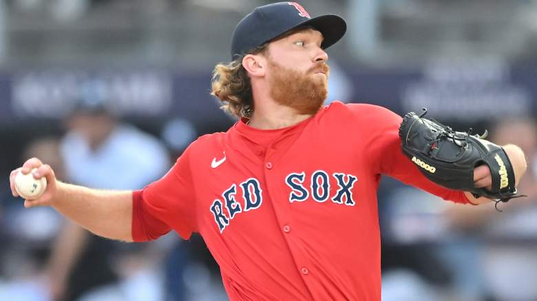Jack Anderson pitches for the Boston Red Sox during MLB action.
