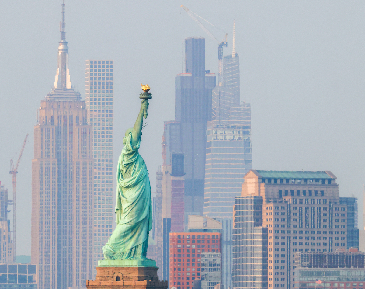 New York City as seen from Liberty Island.